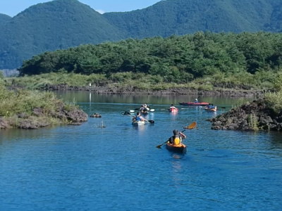 本栖湖、カヌー